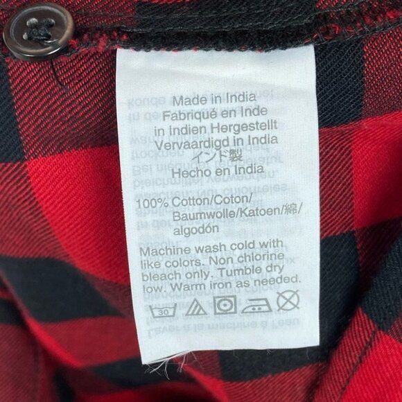 Madewell Tie Front Red Black Plaid Shirt Flannel Size XS Buffalo Check Cranberry - Picture 8 of 12